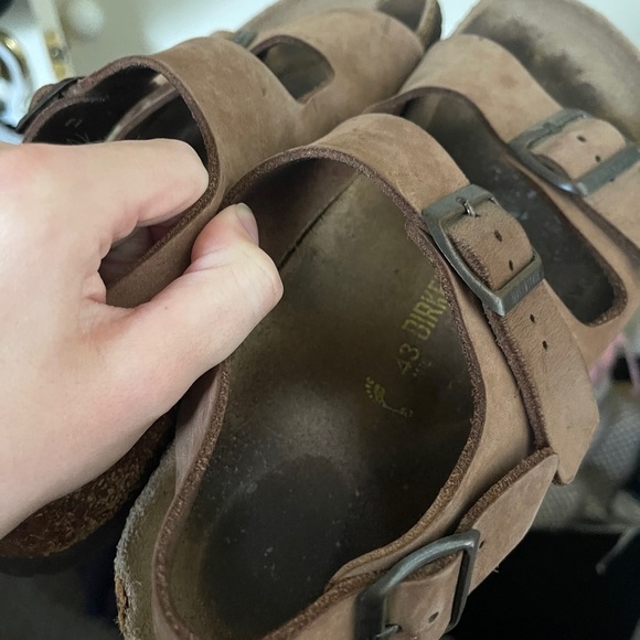 Birkenstock Milano Leather Sandals Sz 43 brown leather strap on sandals - Picture 11 of 12